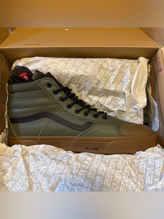 Vans Other - Vans Olive High-Top Sneaker with Black Stripe and Gum Sole